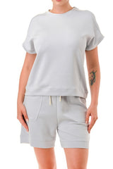 Light Grey - Air Cotton Monochrome Tee And Shorts Set - womens short set at TFC&H Co.