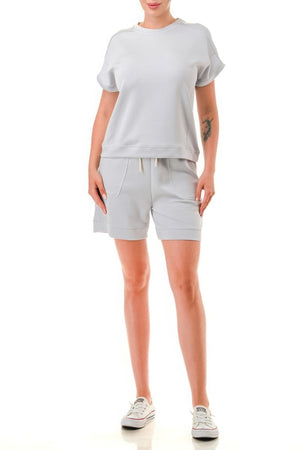 - Air Cotton Monochrome Tee And Shorts Set - womens short set at TFC&H Co.