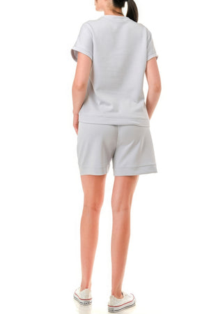 - Air Cotton Monochrome Tee And Shorts Set - womens short set at TFC&H Co.