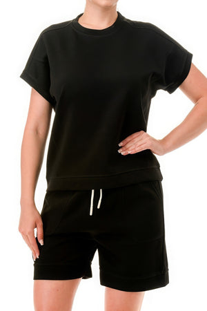 - Air Cotton Monochrome Tee And Shorts Set - womens short set at TFC&H Co.