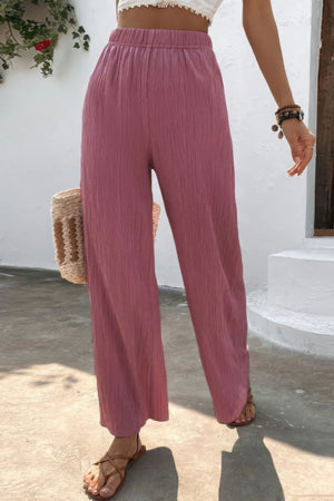 - Textured Wide Leg Palazzo Pants - womens pants at TFC&H Co.