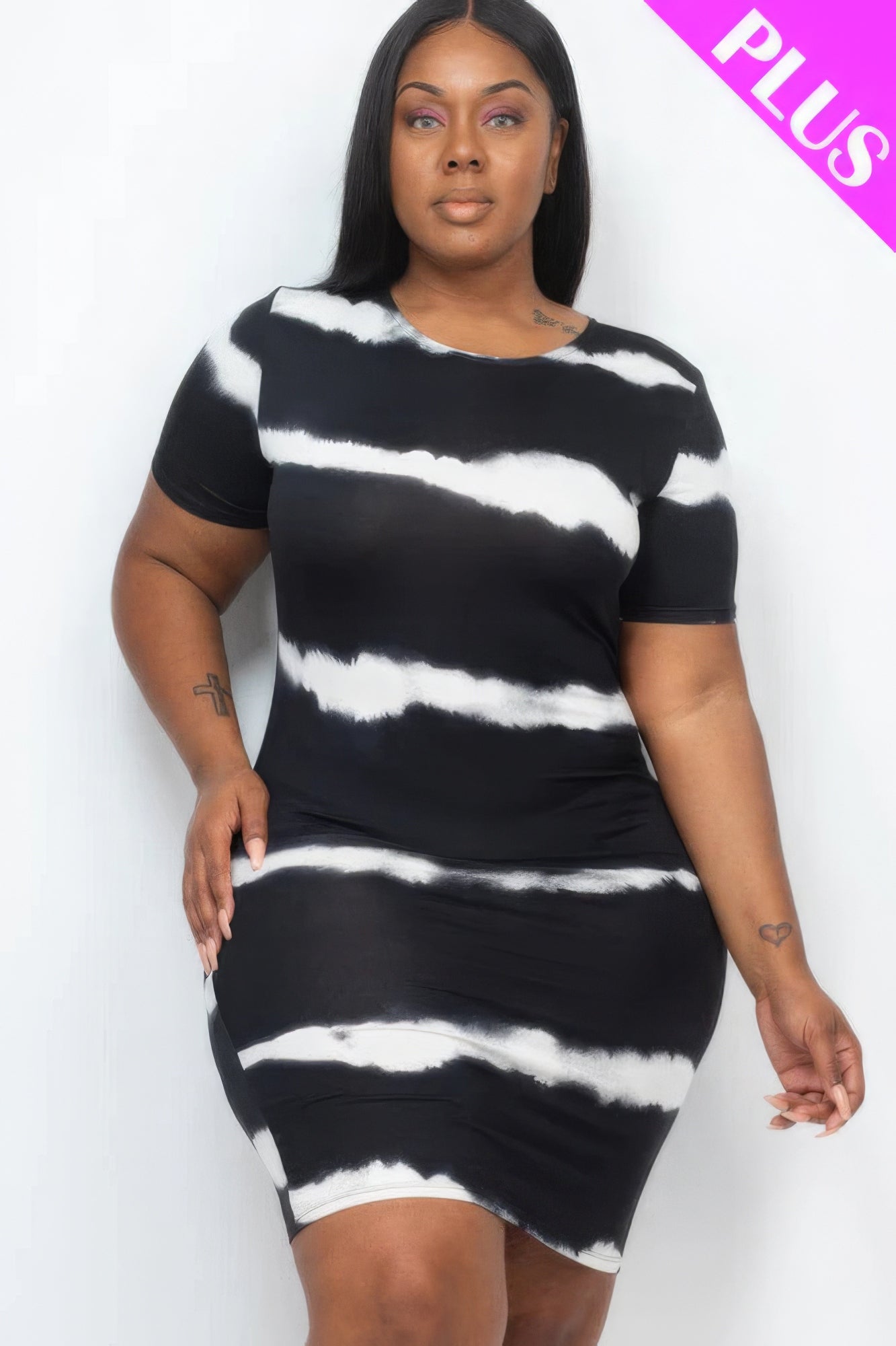 - Plus Size Tie-dye Print Bodycon Dress - womens dress at TFC&H Co.