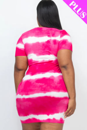 - Plus Size Tie-dye Print Bodycon Dress - womens dress at TFC&H Co.