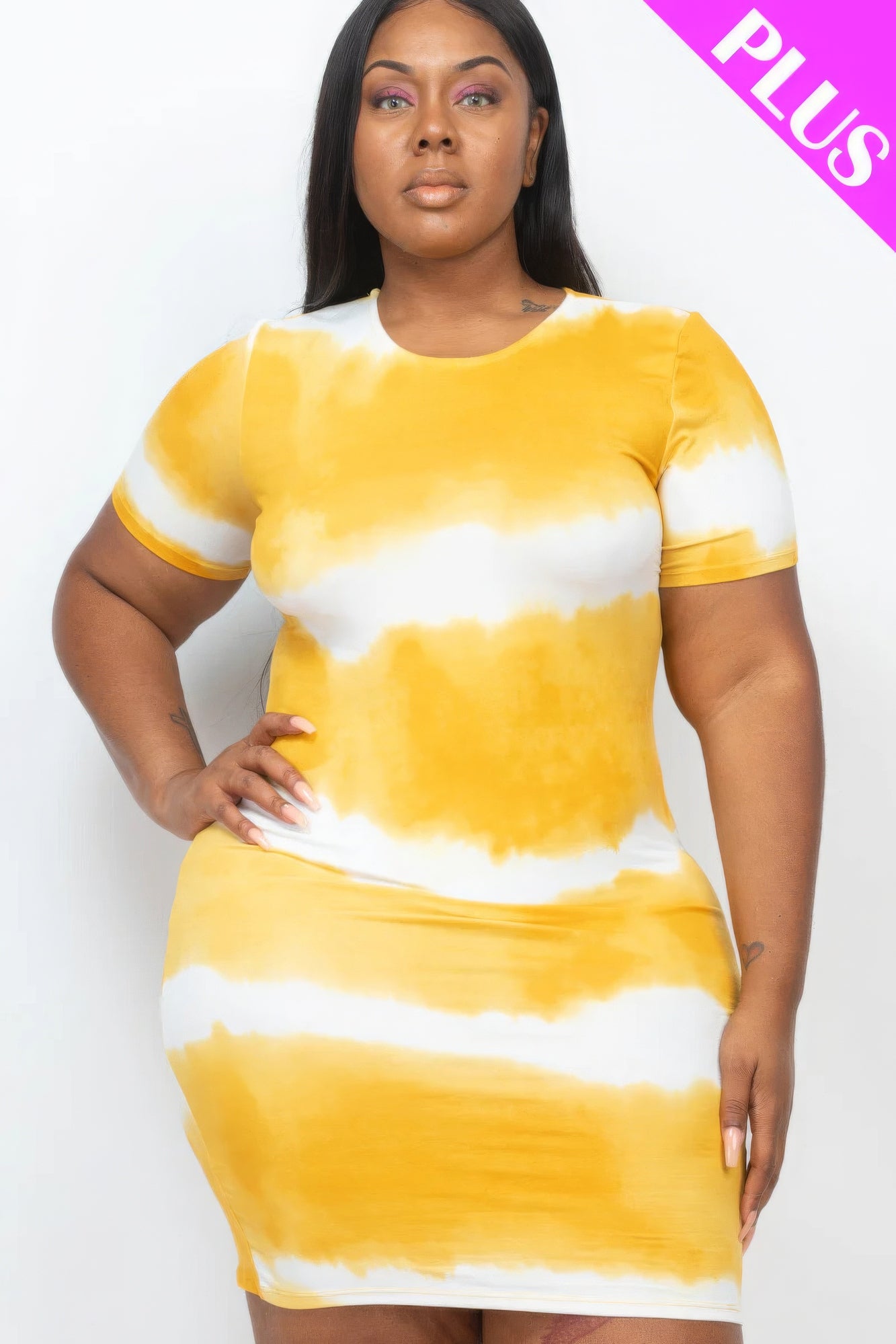 - Plus Size Tie-dye Print Bodycon Dress - womens dress at TFC&H Co.