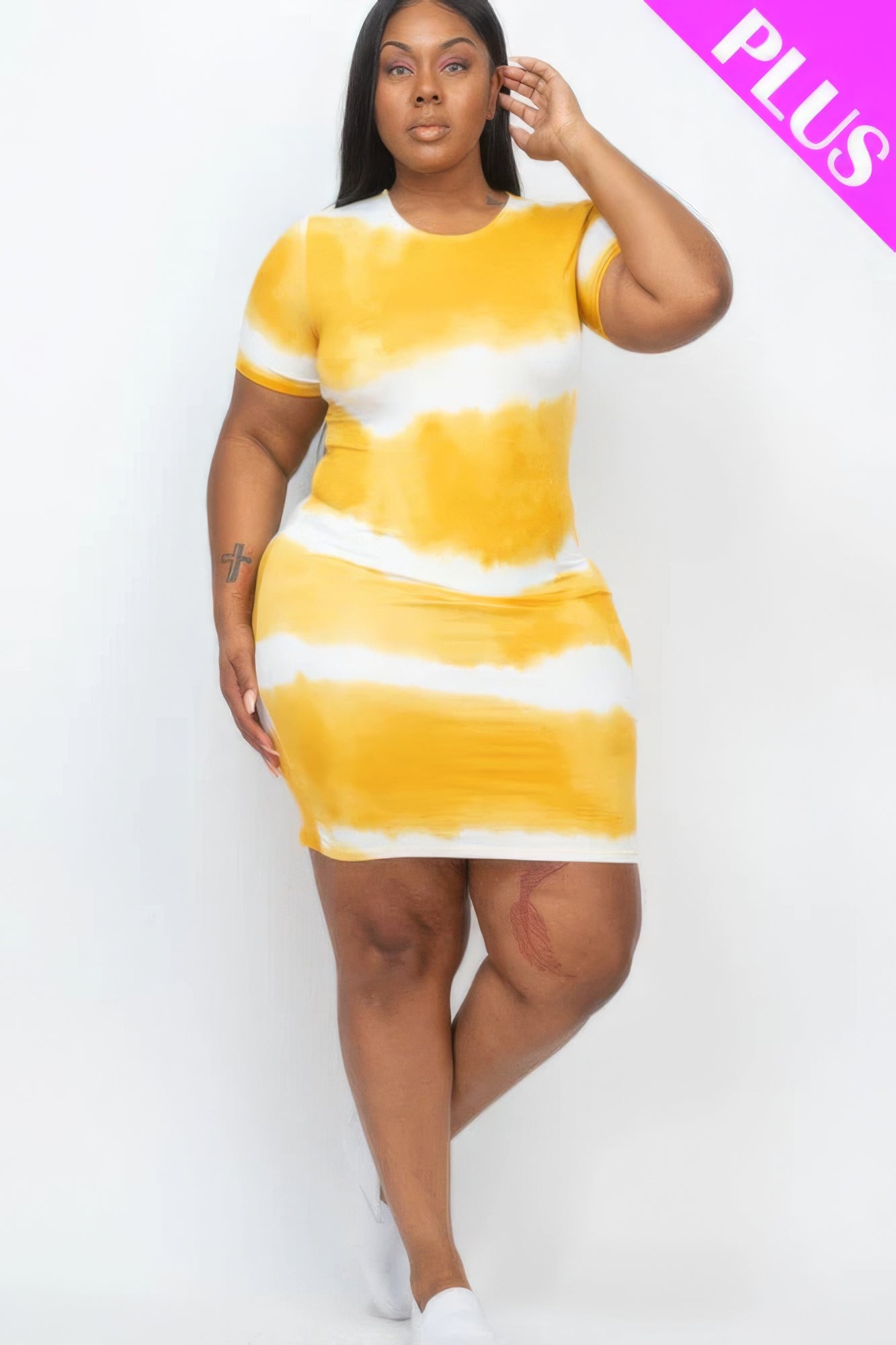 - Plus Size Tie-dye Print Bodycon Dress - womens dress at TFC&H Co.