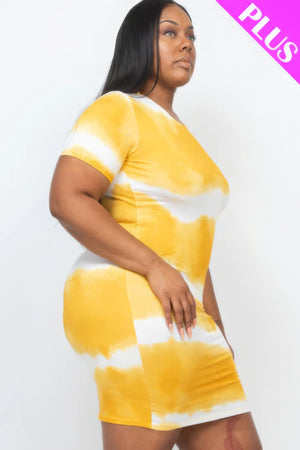 - Plus Size Tie-dye Print Bodycon Dress - womens dress at TFC&H Co.