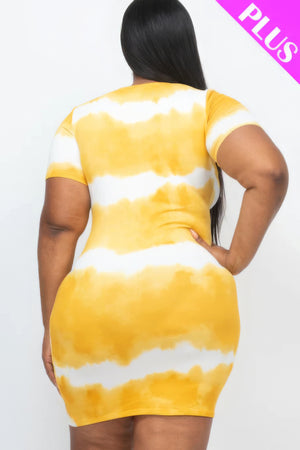 - Plus Size Tie-dye Print Bodycon Dress - womens dress at TFC&H Co.