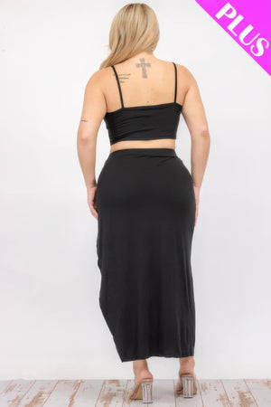 - Plus Size Crop Cami & Split Thigh Maxi Skirt Set - womens skirt set at TFC&H Co.