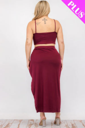 - Plus Size Crop Cami & Split Thigh Maxi Skirt Set - womens skirt set at TFC&H Co.