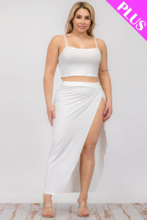 - Plus Size Crop Cami & Split Thigh Maxi Skirt Set - womens skirt set at TFC&H Co.