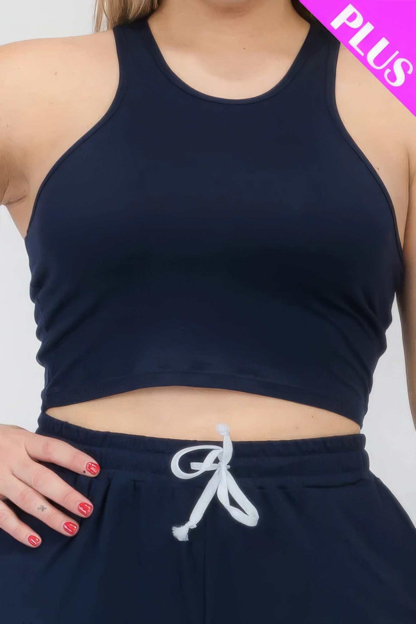 - Plus Size Crop Tank Top & Ruched Pants Set - womens pants set at TFC&H Co.