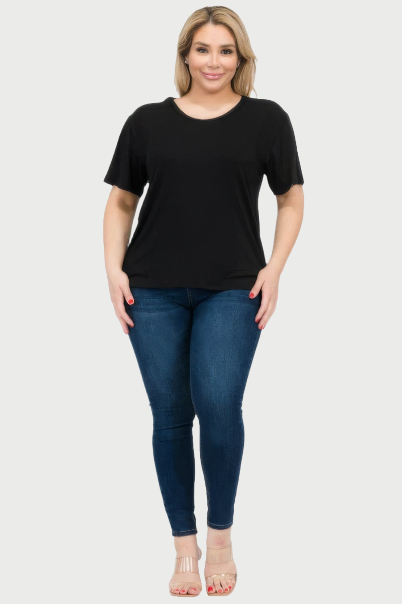 Black - Plus Size Basic Short Sleeve T-shirt - womens t-shirt at TFC&H Co.