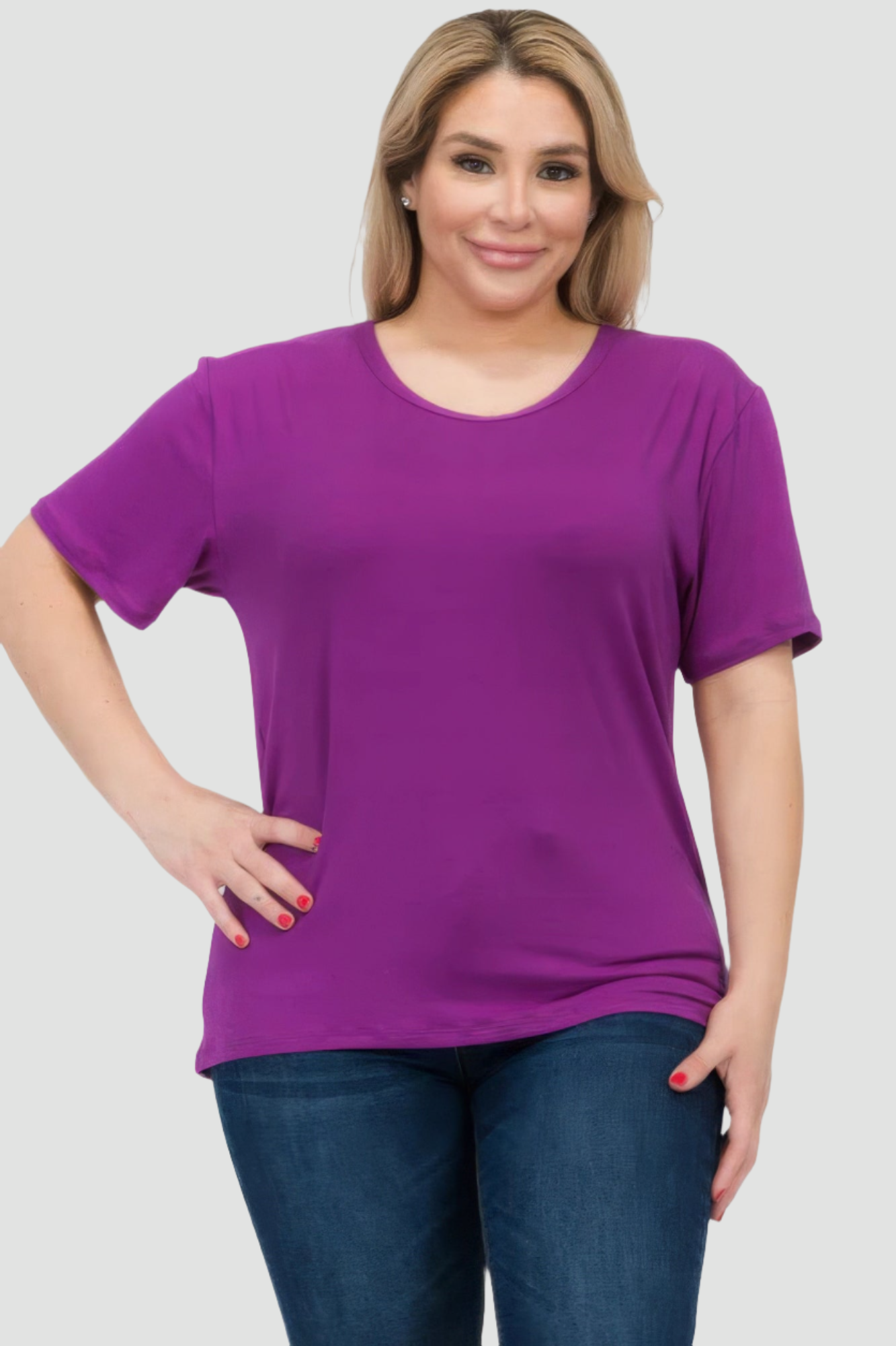 Dahlia - Plus Size Basic Short Sleeve T-shirt - womens t-shirt at TFC&H Co.