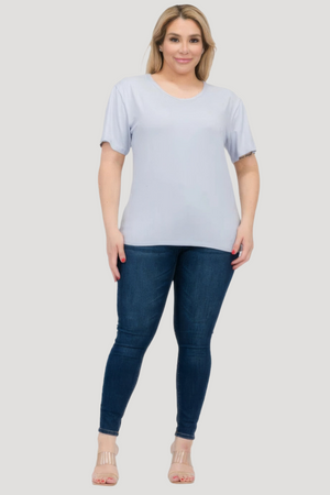 Oyster Grey - Plus Size Basic Short Sleeve T-shirt - womens t-shirt at TFC&H Co.