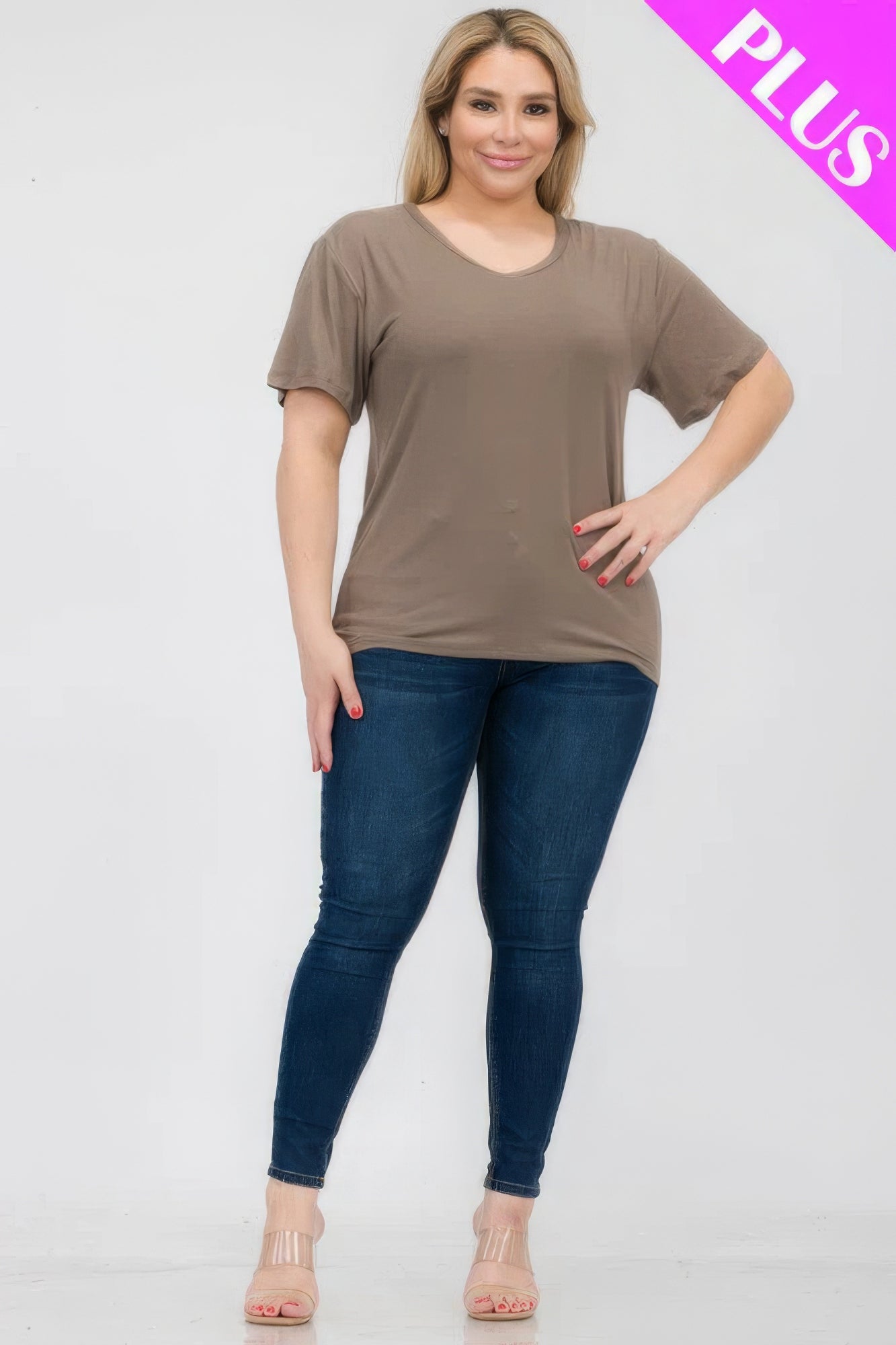 - Plus Size Basic Short Sleeve T-shirt - womens t-shirt at TFC&H Co.