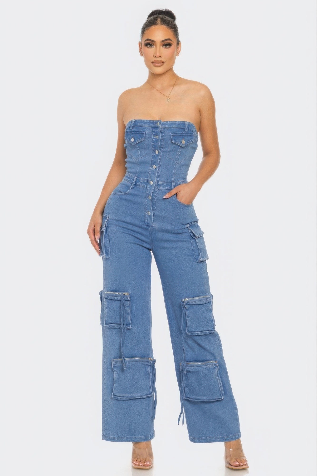 Medium - Stretch Denim Jumpsuit for Women - womens jumpsuit at TFC&H Co.