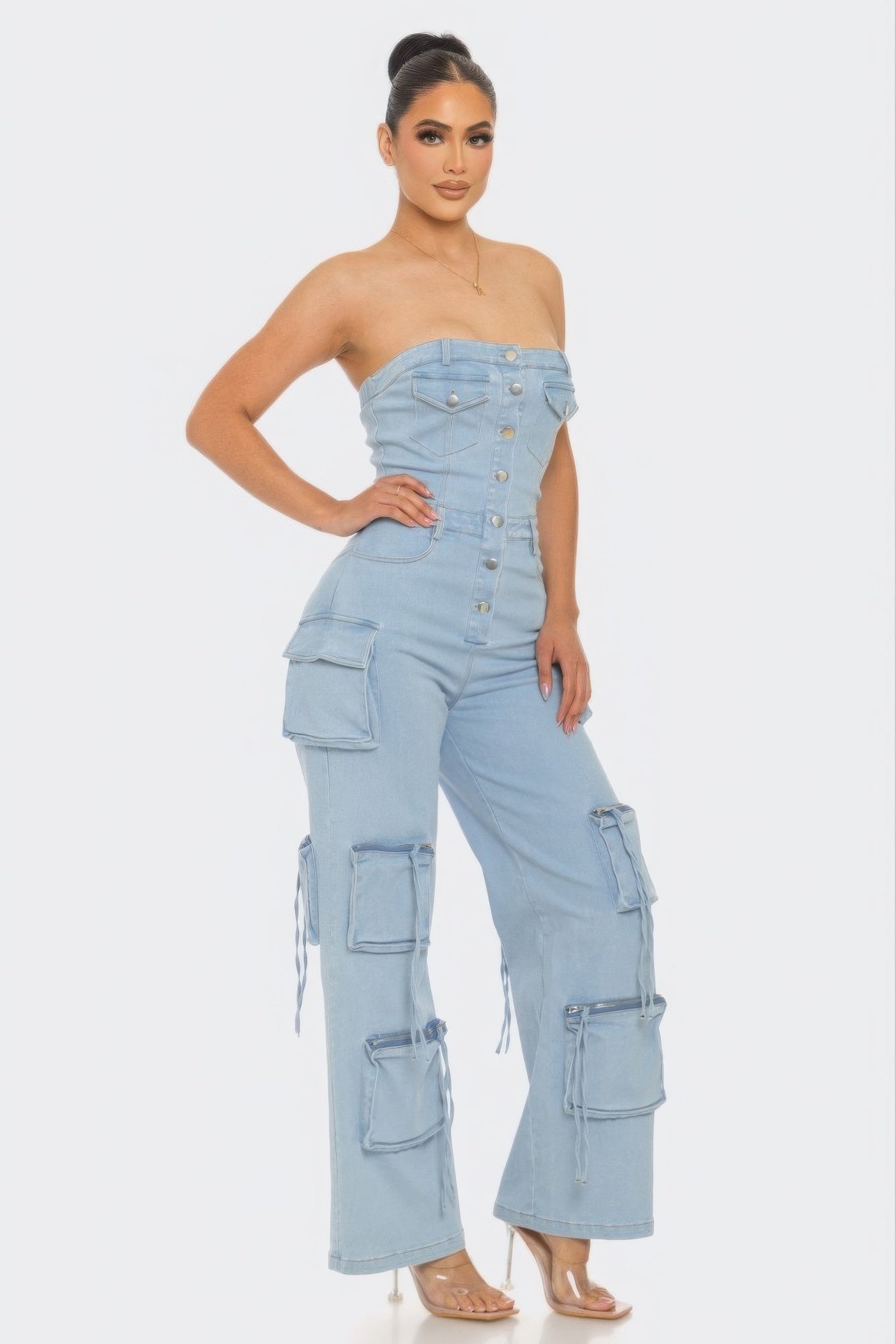 Light Denim - Stretch Denim Jumpsuit for Women - womens jumpsuit at TFC&H Co.