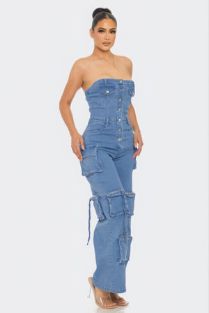 - Stretch Denim Jumpsuit for Women - womens jumpsuit at TFC&H Co.