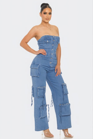 - Stretch Denim Jumpsuit for Women - womens jumpsuit at TFC&H Co.