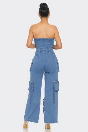 - Stretch Denim Jumpsuit for Women - womens jumpsuit at TFC&H Co.