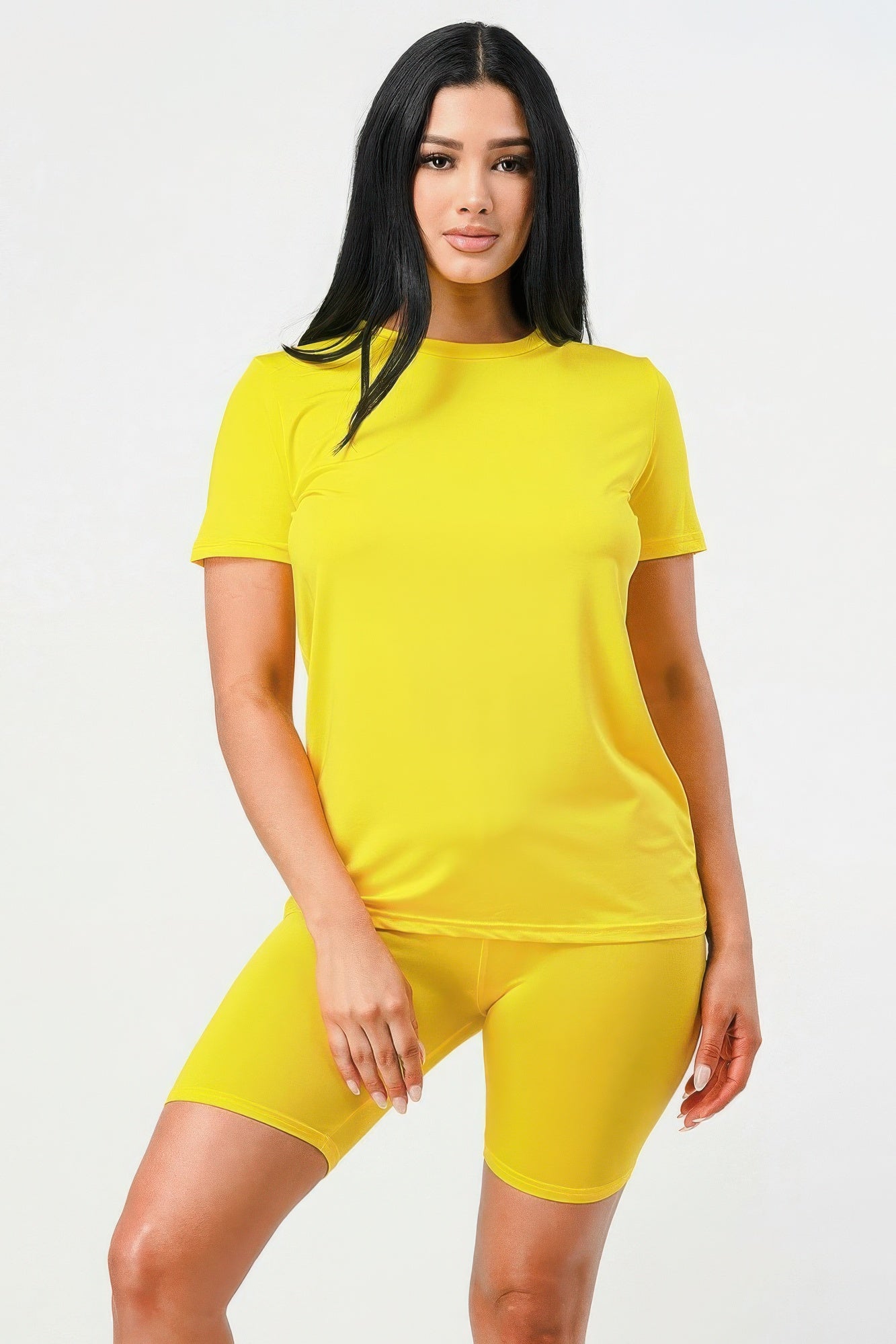 Yellow - Two Pieces Top And Biker Sets - Womens Shorts Sets at TFC&H Co.