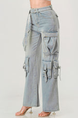 Denim - Belted Denim Cargo Jean - womens jeans at TFC&H Co.