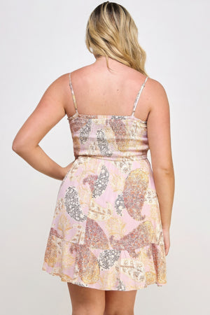 - Plus Paisley Smocked Ruffle Mini Dress - womens dress at TFC&H Co.