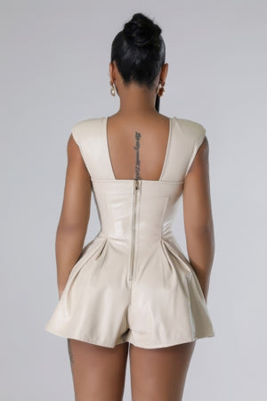 - Semi-stretch Faux Leather Romper - womens romper at TFC&H Co.