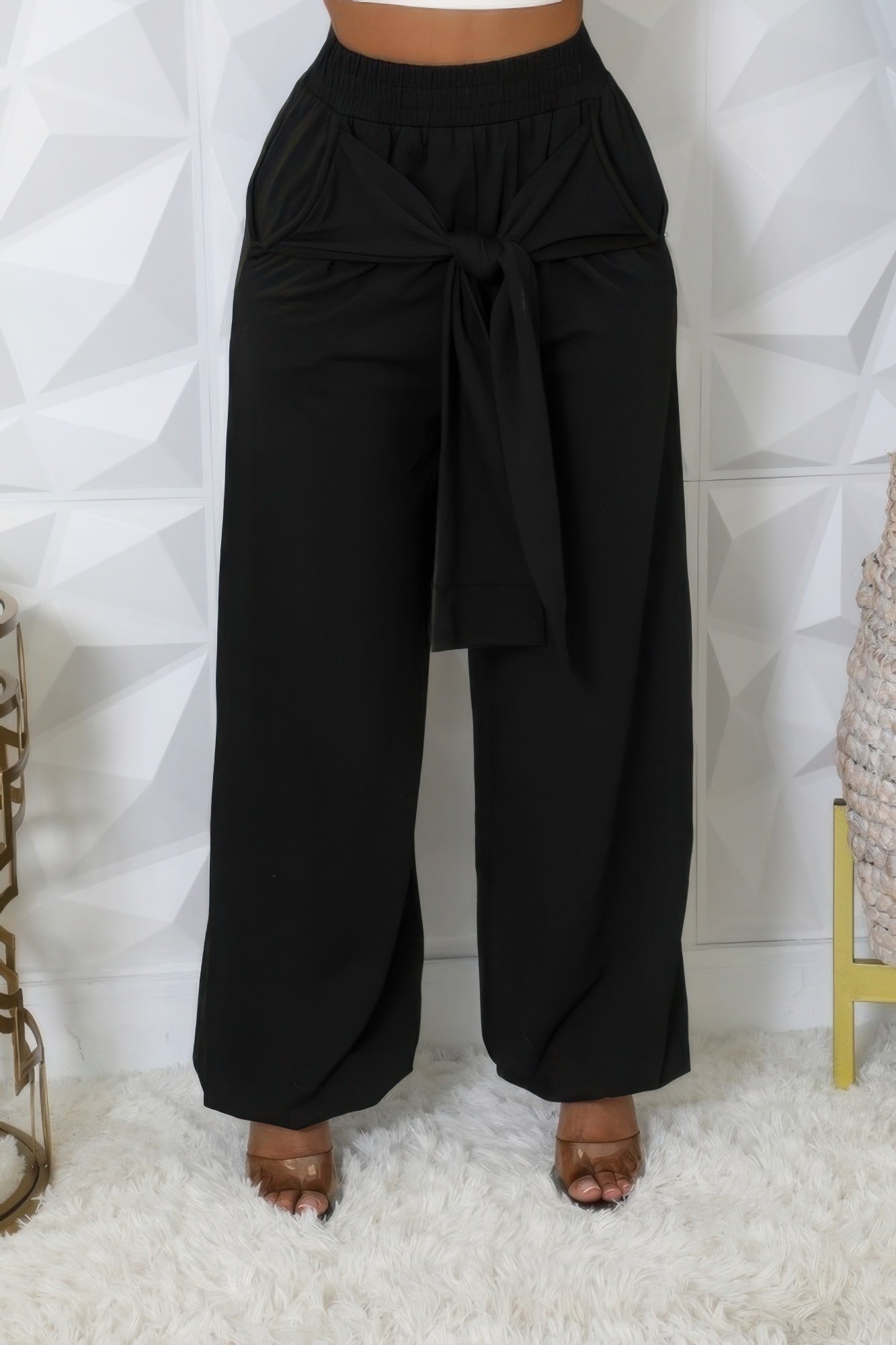 Black - High-waisted Stretch Pants - womens pants at TFC&H Co.