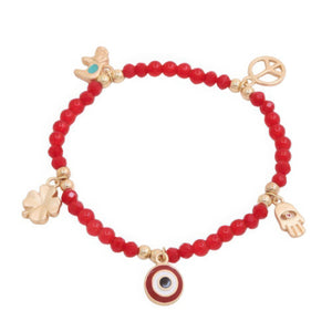 - Evil Eye Clover Charm Beaded Bracelet - bracelet at TFC&H Co.