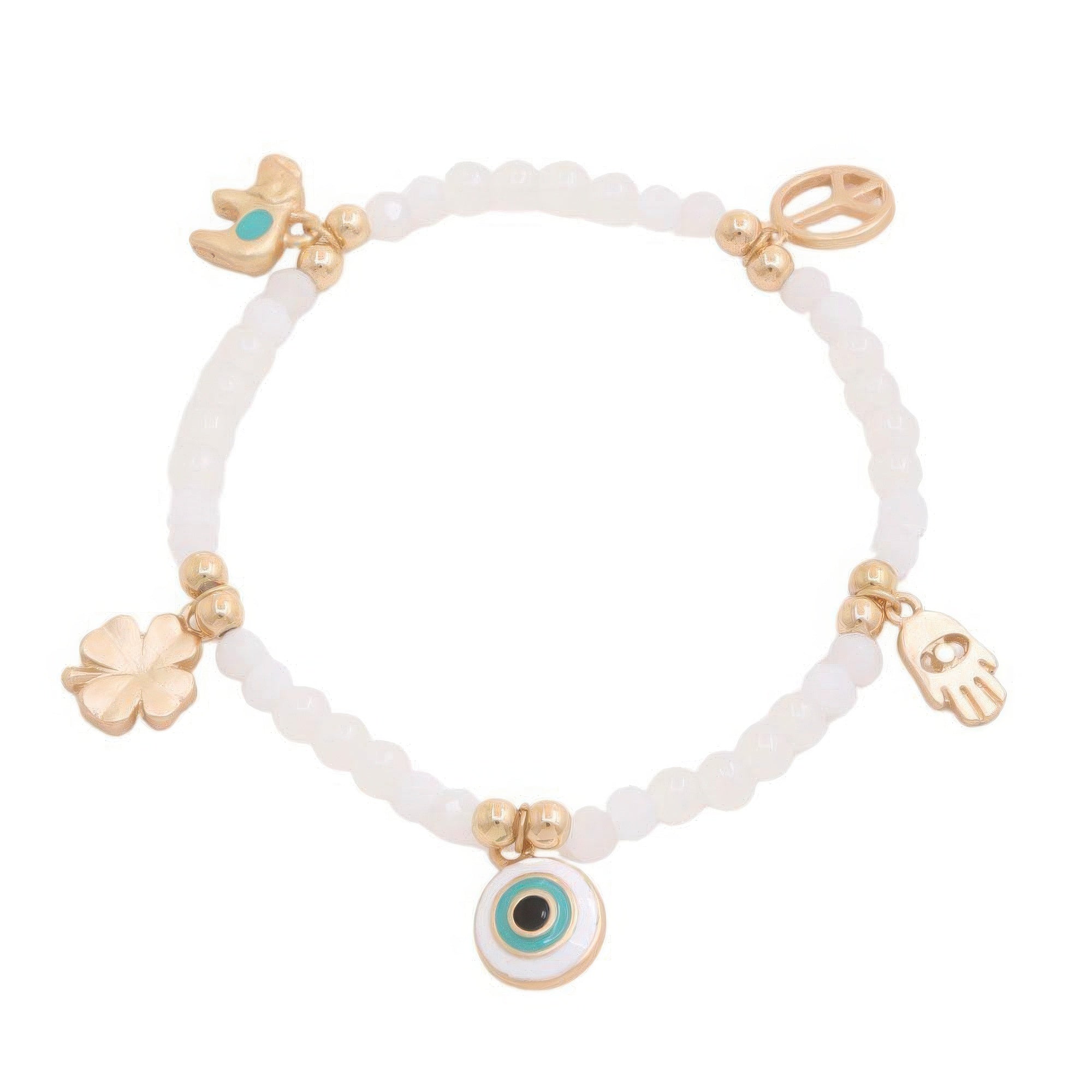 - Evil Eye Clover Charm Beaded Bracelet - bracelet at TFC&H Co.