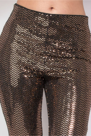 Black Rose Gold - Sequined Fit & Flare Midrise Pants - womens pants at TFC&H Co.