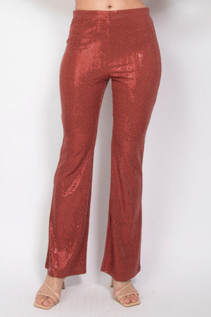 Deep Rose - Sequined Fit & Flare Midrise Pants - womens pants at TFC&H Co.