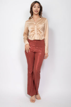 - Sequined Fit & Flare Midrise Pants - womens pants at TFC&H Co.