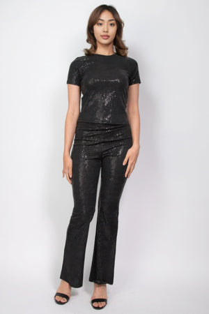 - Sequined Fit & Flare Midrise Pants - womens pants at TFC&H Co.