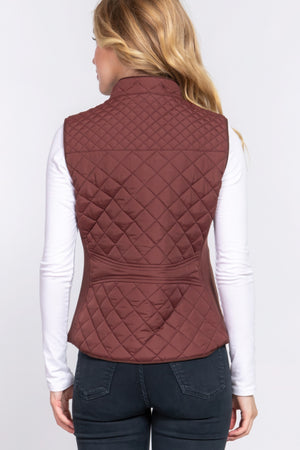 - Suede Piping Quilted Padding Vest - womens vest at TFC&H Co.