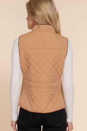 - Suede Piping Quilted Padding Vest - womens vest at TFC&H Co.