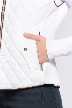 - Suede Piping Quilted Padding Vest - womens vest at TFC&H Co.