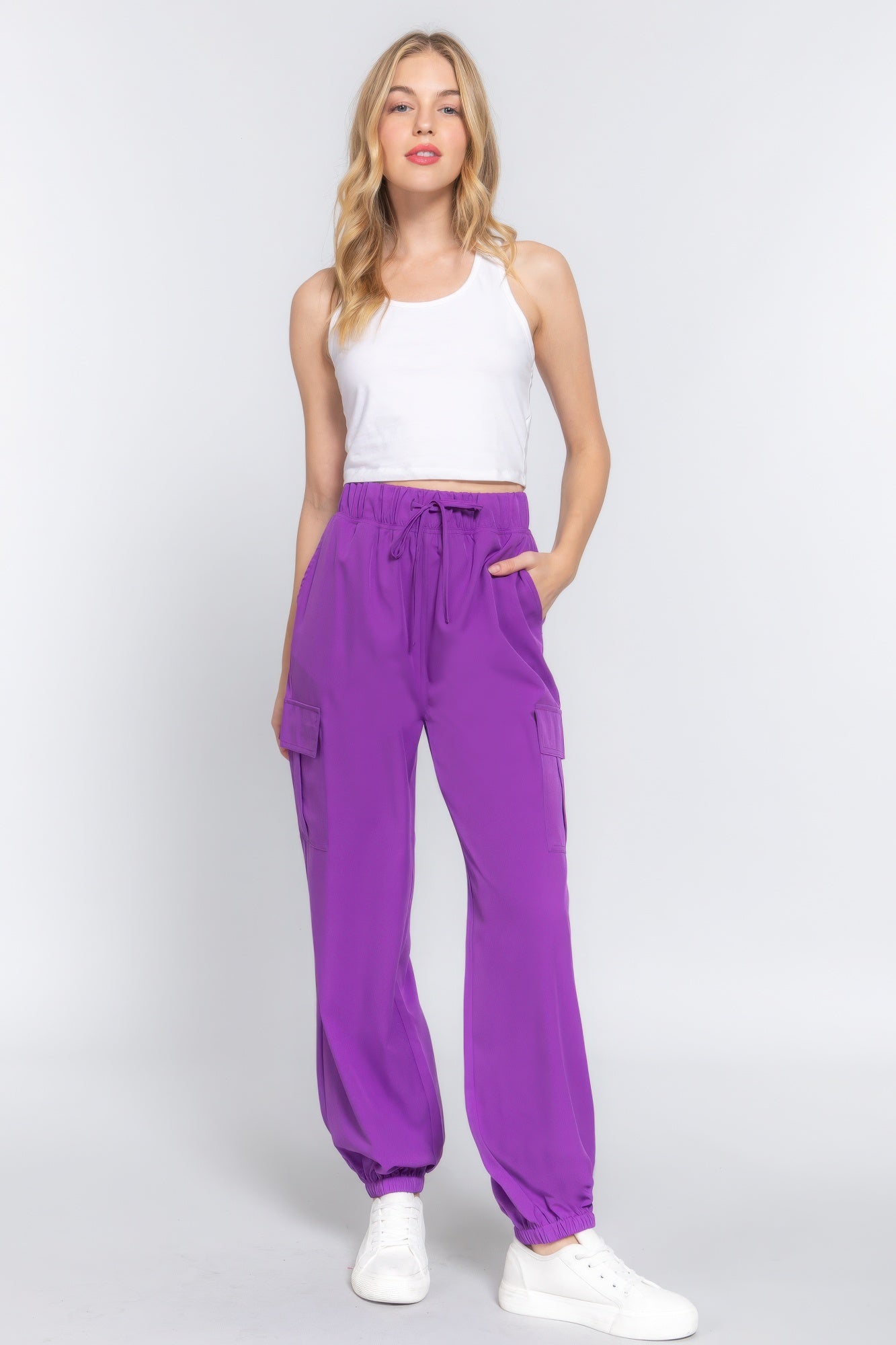 - Light Weight Stretch Woven Cargo Jogger Pants - womens joggers at TFC&H Co.