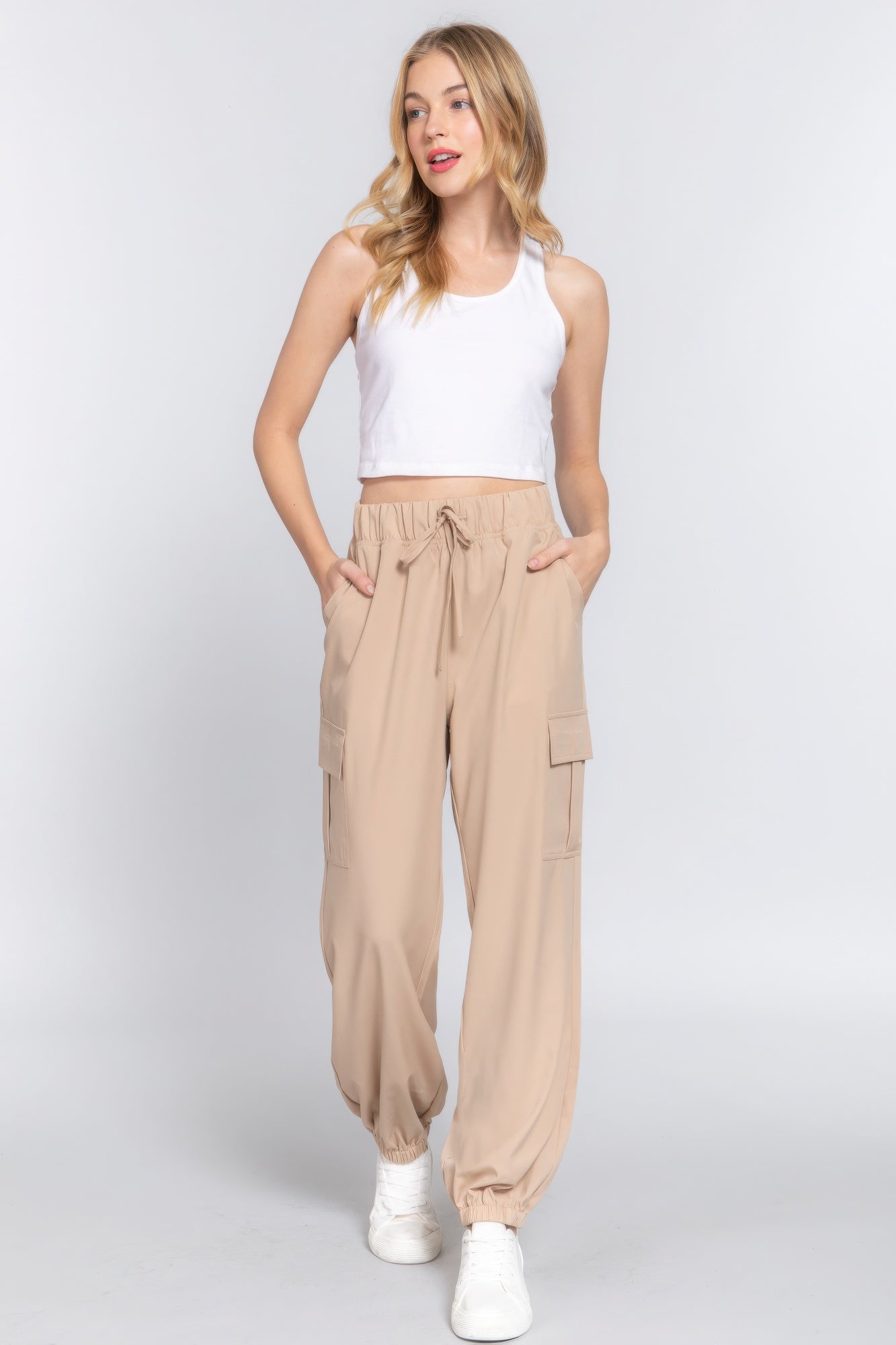 - Light Weight Stretch Woven Cargo Jogger Pants - womens joggers at TFC&H Co.