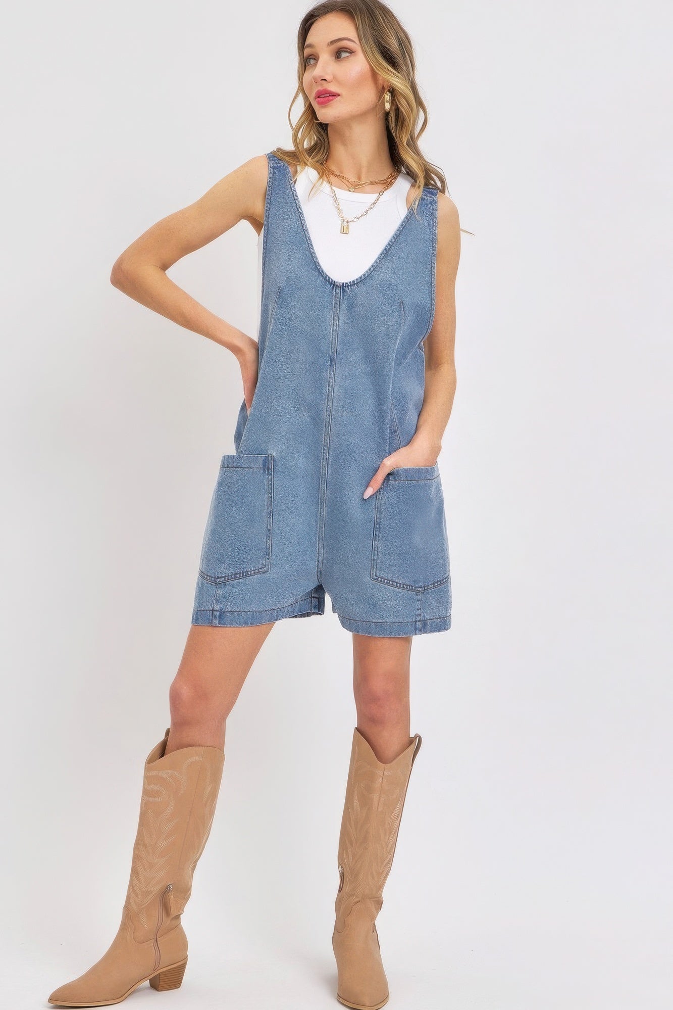 - Summer Denim Overall Romper for Women - womens romper at TFC&H Co.