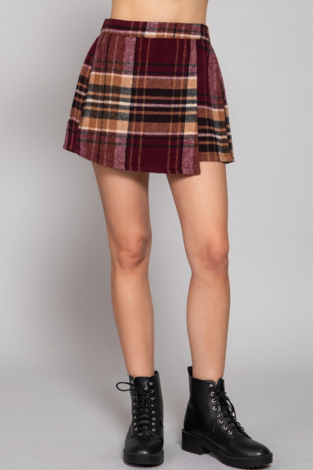 - Wrap Plaid Jacquard Skort - womens skort at TFC&H Co.