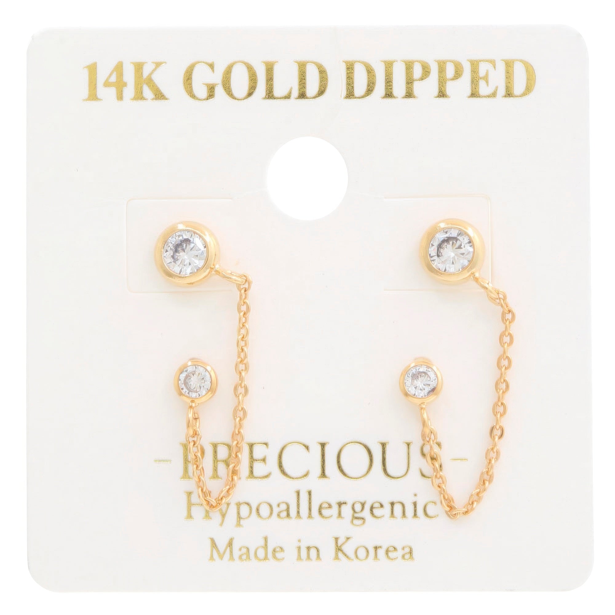 Gold - 14k Gold Dipped Chain Earring - earrings at TFC&H Co.