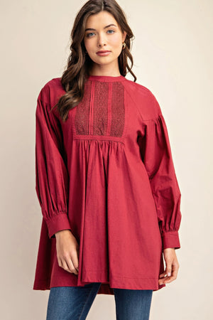 - Long sleeve mini dress with lace detail - womens dress at TFC&H Co.