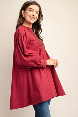 - Long sleeve mini dress with lace detail - womens dress at TFC&H Co.