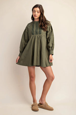 - Long sleeve mini dress with lace detail - womens dress at TFC&H Co.