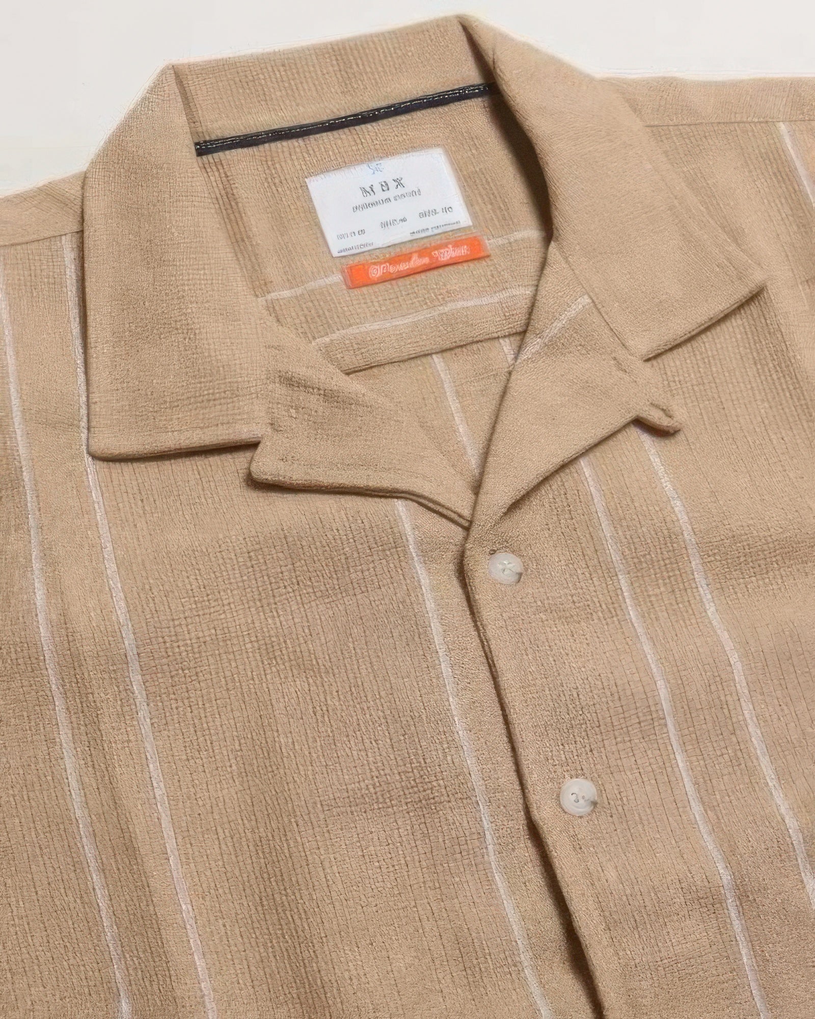 Tan White - Stripe camp shirt - Mens button up shirt at TFC&H Co.