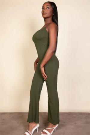 - Ribbed sleeveless wide leg jumpsuit - womens jumpsuit at TFC&H Co.