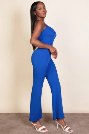 - Ribbed sleeveless wide leg jumpsuit - womens jumpsuit at TFC&H Co.