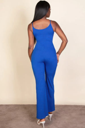 - Ribbed sleeveless wide leg jumpsuit - womens jumpsuit at TFC&H Co.